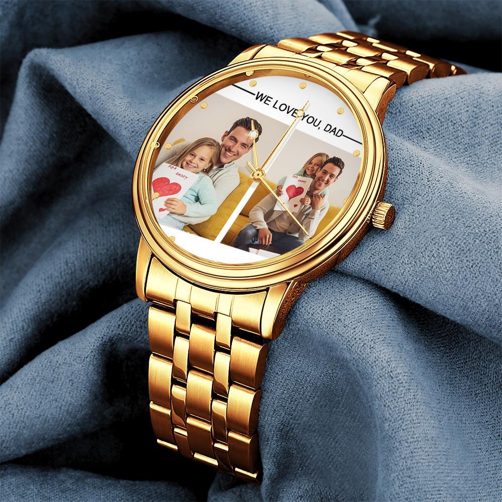 Custom Engraved Photo Watch Personalized Engraved Picture Watch Father's Day Gifts For Dad - soufeelmy