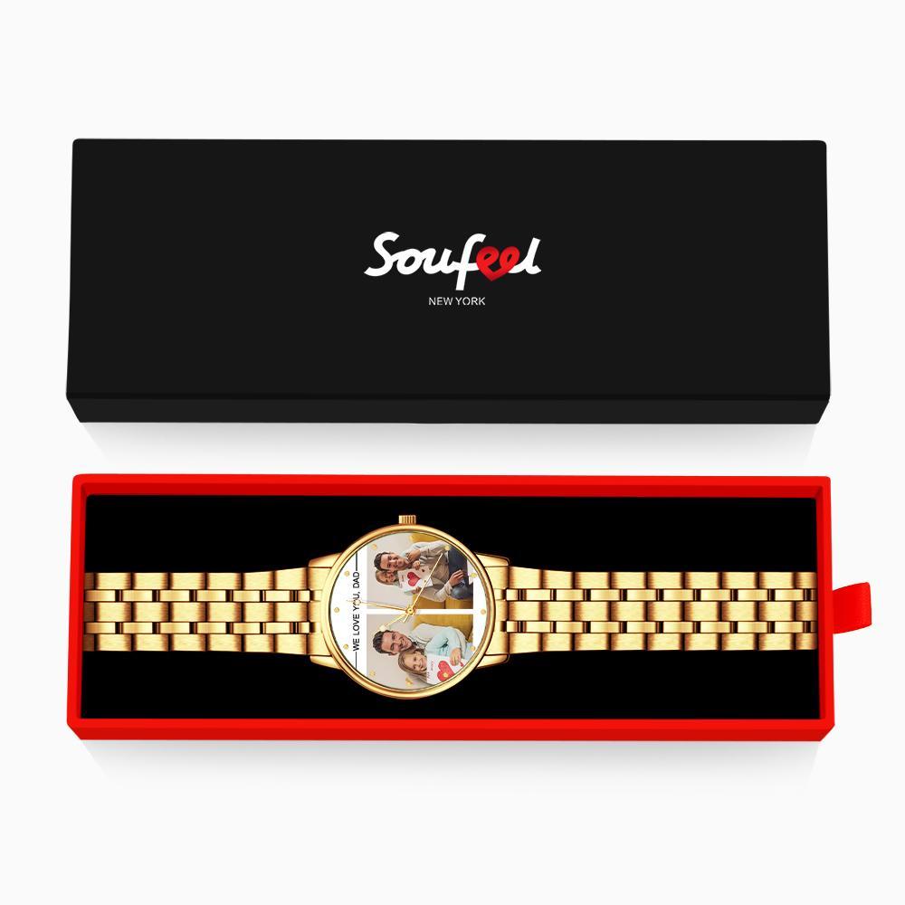 Custom Engraved Photo Watch Personalized Engraved Picture Watch Father's Day Gifts For Dad - soufeelmy