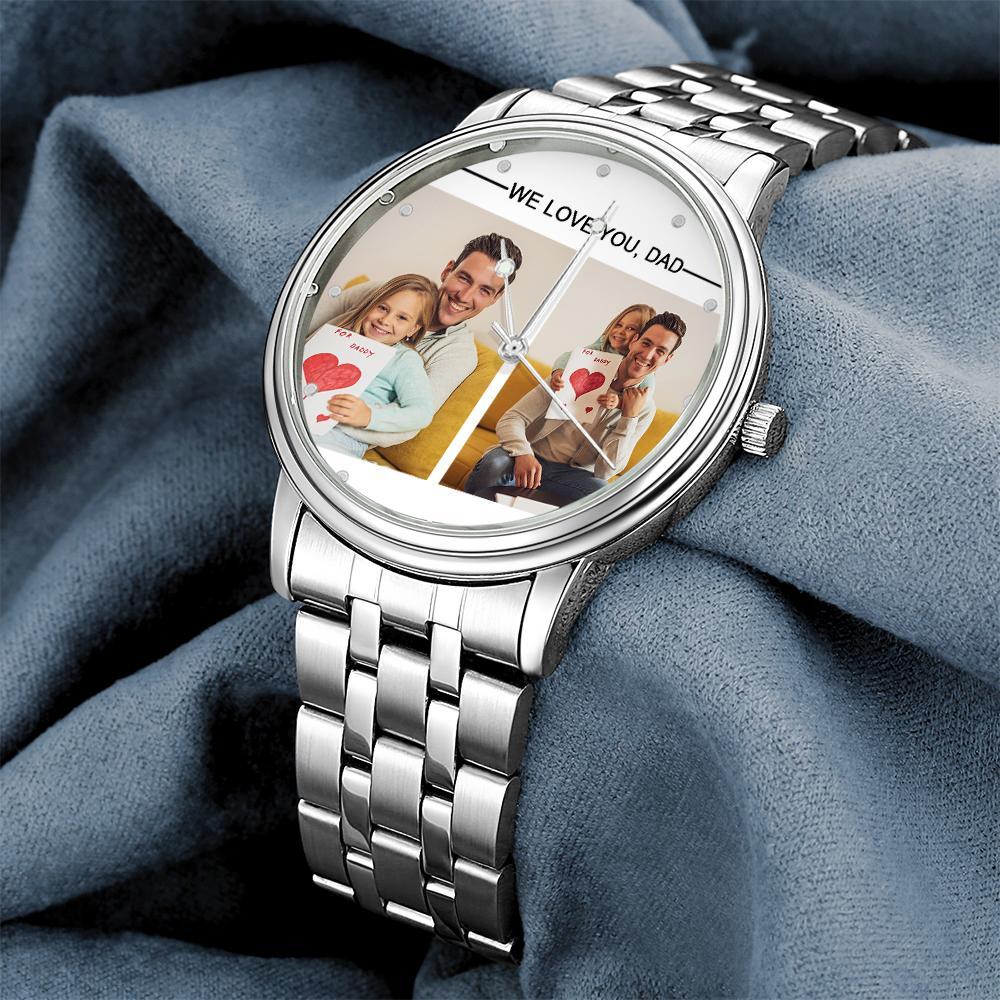 Custom Engraved Photo Watch Personalized Engraved Picture Watch Father's Day Gifts For Dad - soufeelmy