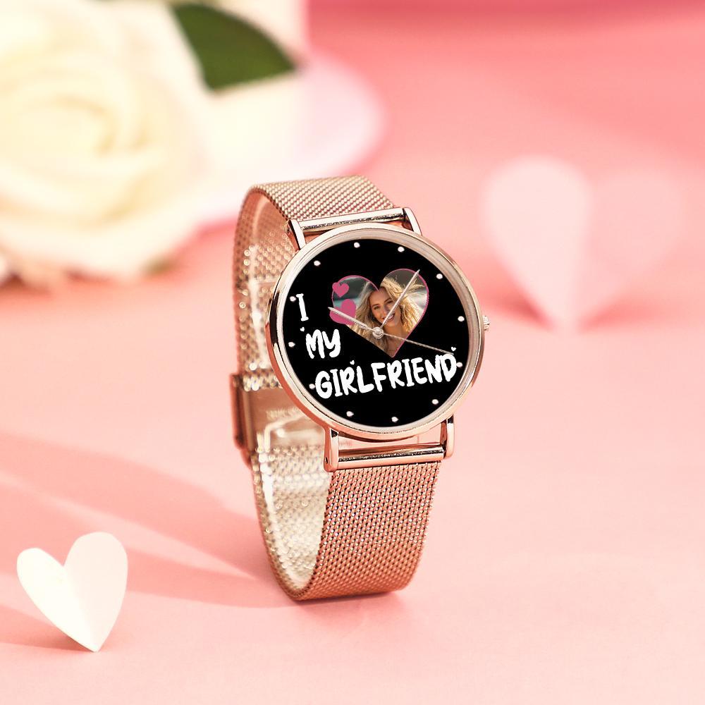 I Love My Girlfriend Personalized Engraved Photo Watches With Alloy Strap Valentine's Day Gift For Girlfriend - soufeelmy