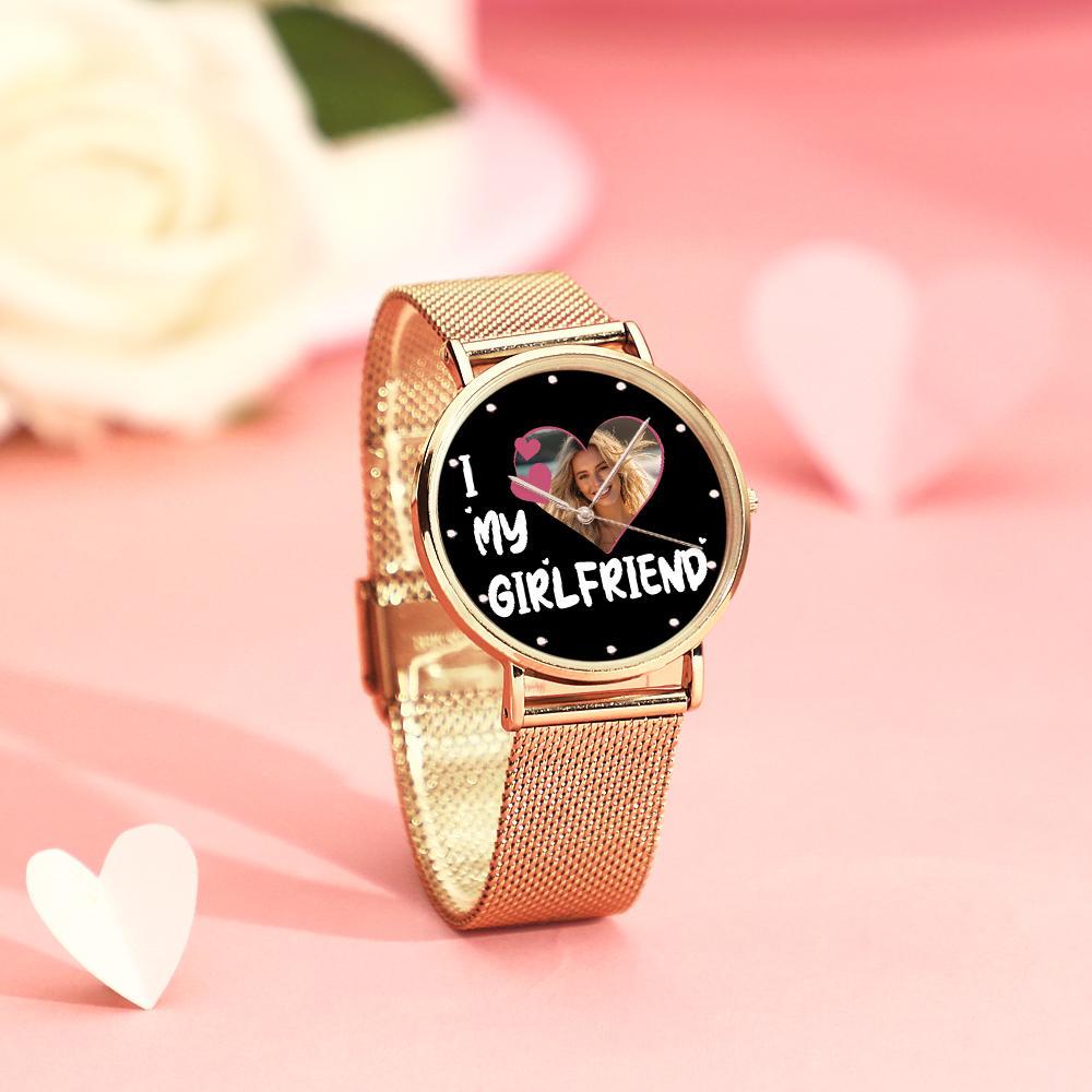 I Love My Girlfriend Personalized Engraved Photo Watches With Alloy Strap Valentine's Day Gift For Girlfriend - soufeelmy