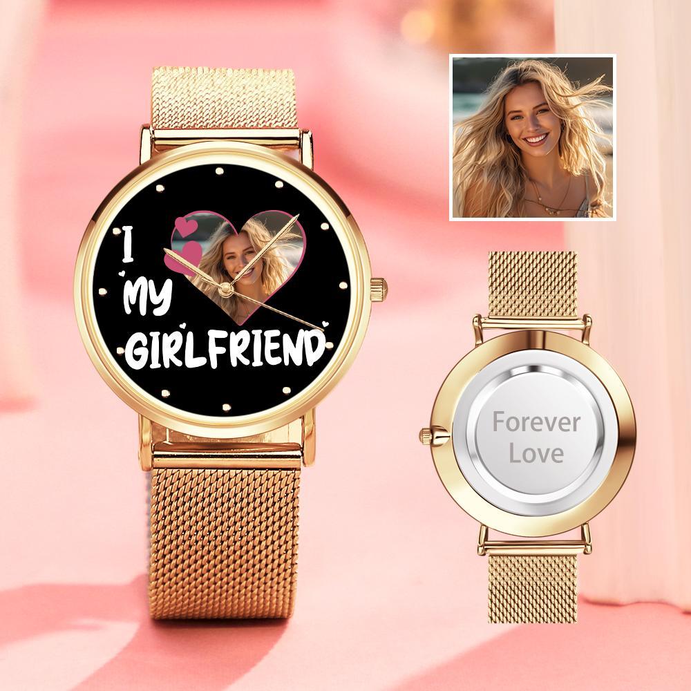 I Love My Girlfriend Personalized Engraved Photo Watches With Alloy Strap Valentine's Day Gift For Girlfriend - soufeelmy