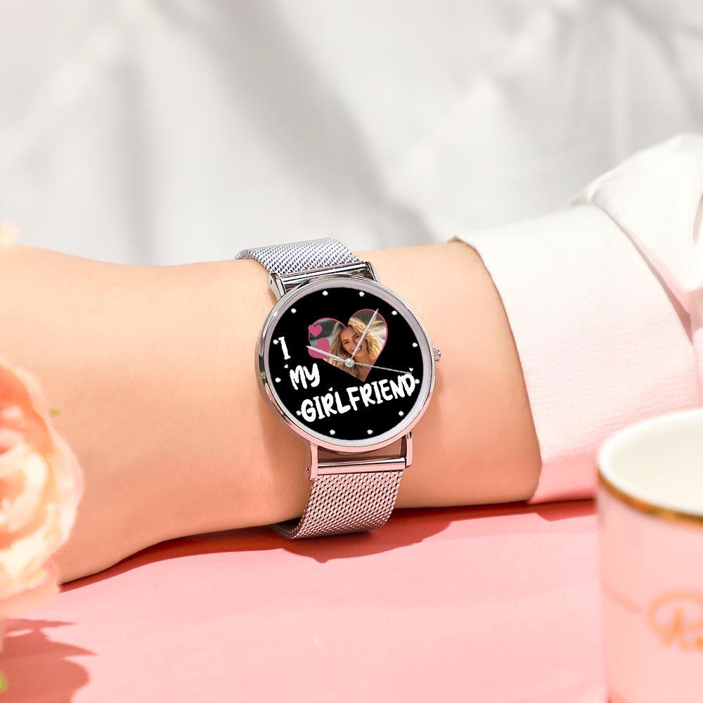 I Love My Girlfriend Personalized Engraved Photo Watches With Alloy Strap Valentine's Day Gift For Girlfriend - soufeelmy