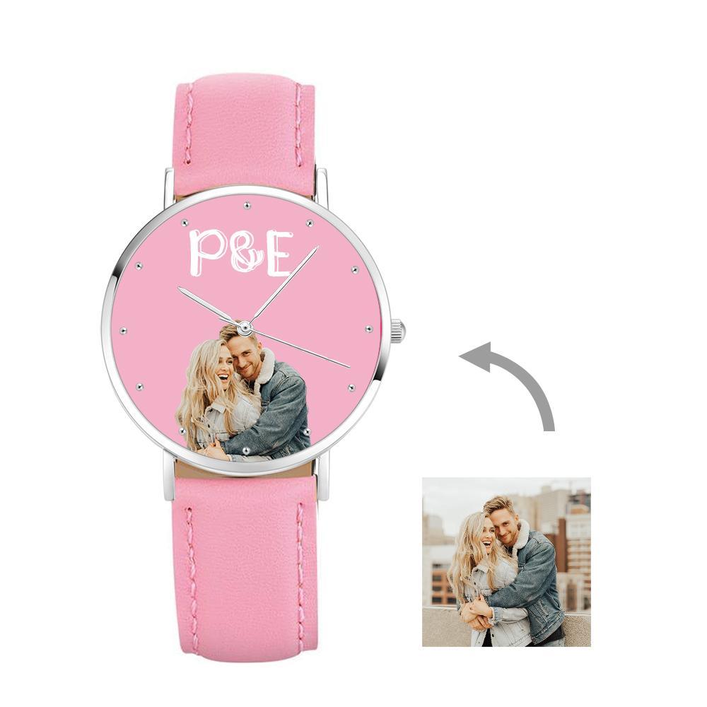 Custom Photo Leather Strap Watch With Text Unique Watch Valentine's Day GIfts - soufeelmy