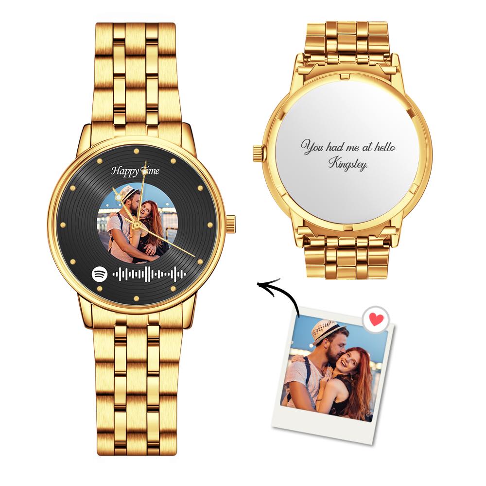 Photo Scannable Spotify Code Watch Vintage Vinyl Records Design Watch Gifts  For Couples - soufeelmy