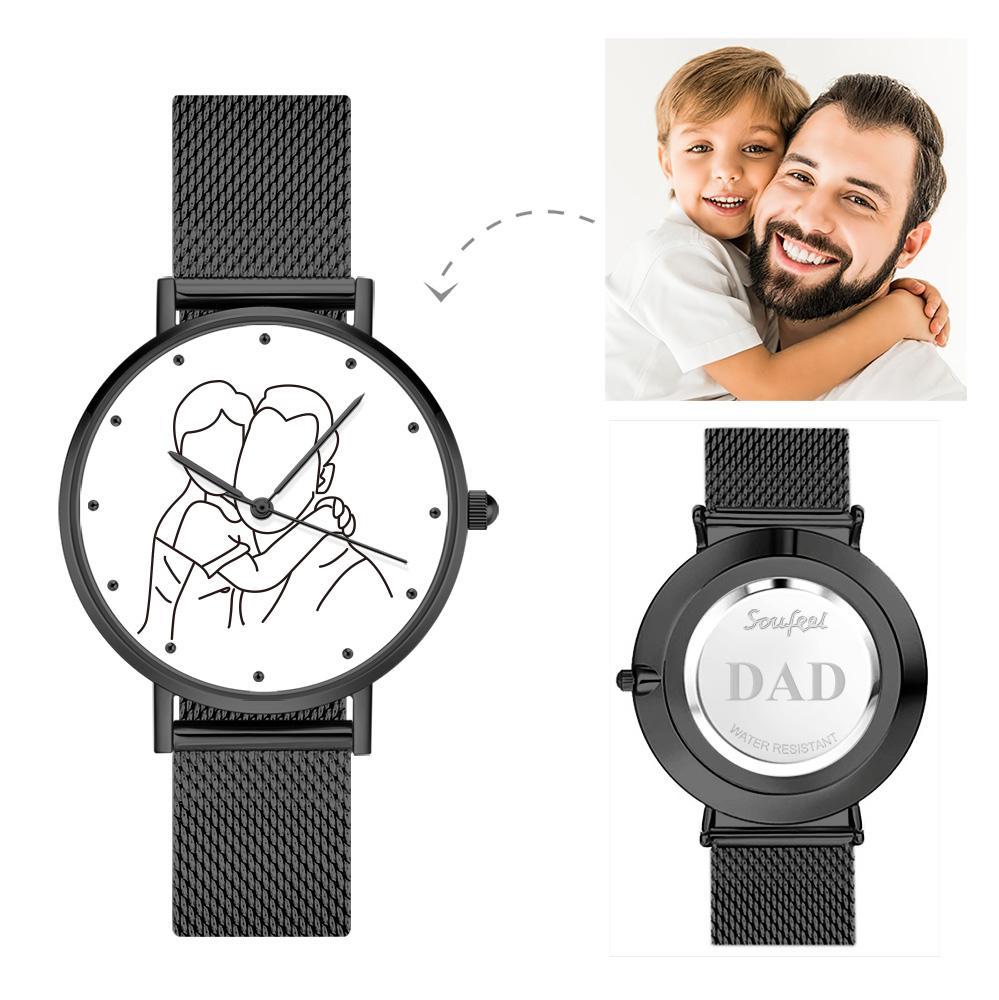 Custom Photo Watch 36mm Engraved Alloy Bracelet Gift Father's Day Gift For Dad - soufeelmy
