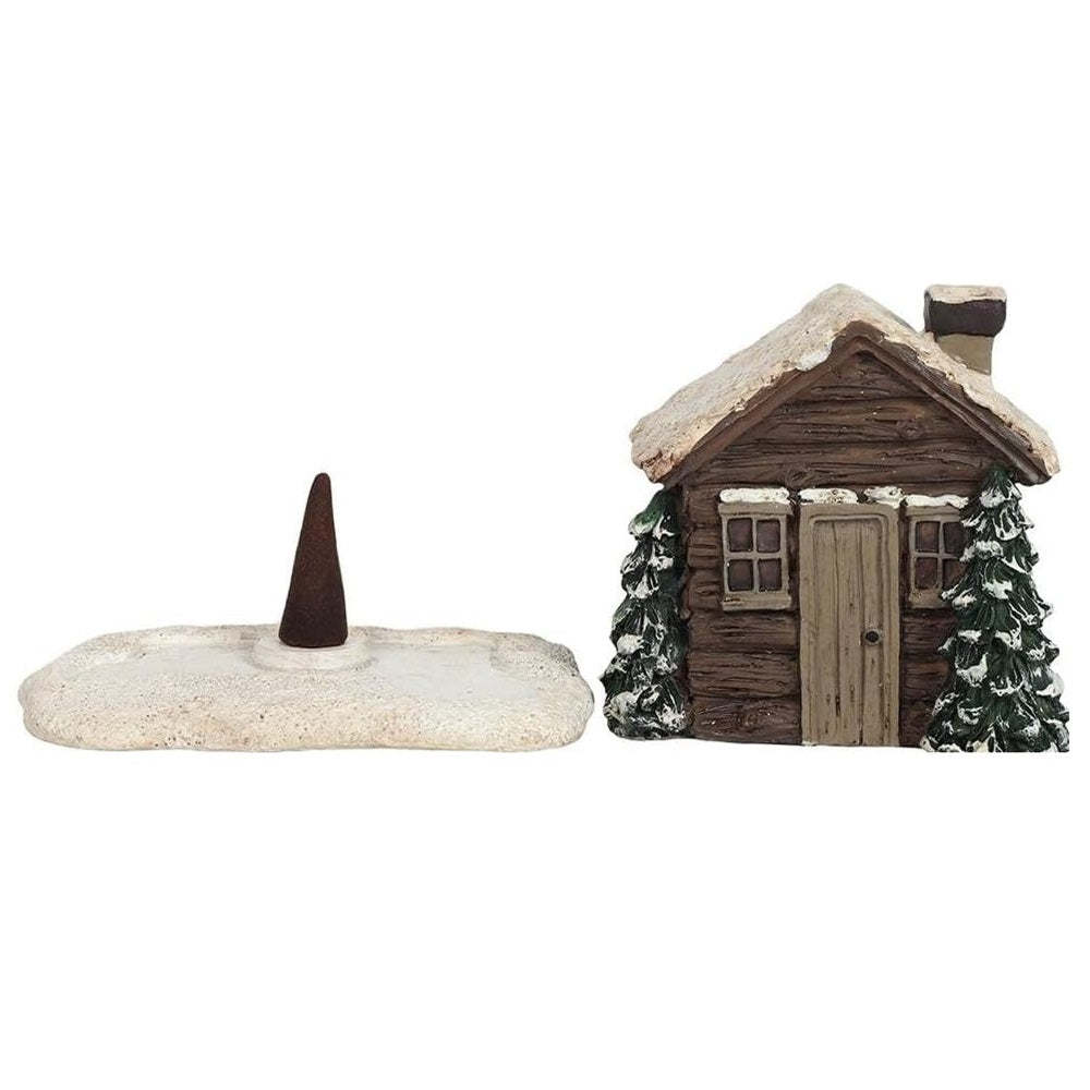 Snowy Winter Incense Cone Burner Gingerbread House Log Cabin Incense Cone Burner Home Decoration - soufeelmy