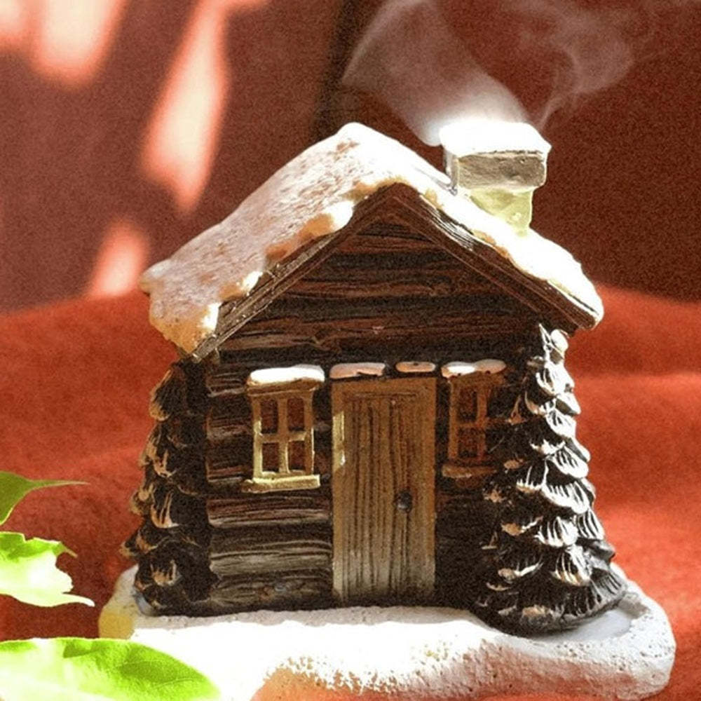 Snowy Winter Incense Cone Burner Gingerbread House Log Cabin Incense Cone Burner Home Decoration - soufeelmy