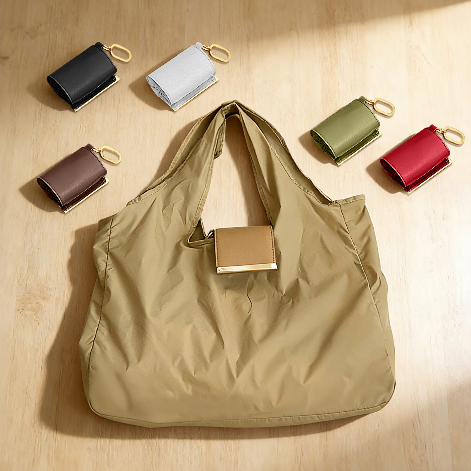 Foldable Tote Bag Keychain Reusable Eco Shopping Bag, Compact & Portable Travel Accessory - soufeelmy