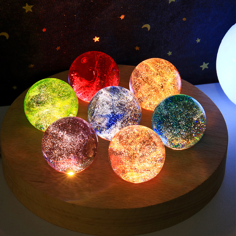 Galaxy Globes Bed Time Lamp Usb Connection Colorful Glass Beads Luminous Crystal Ball Starry Night Light - soufeelmy