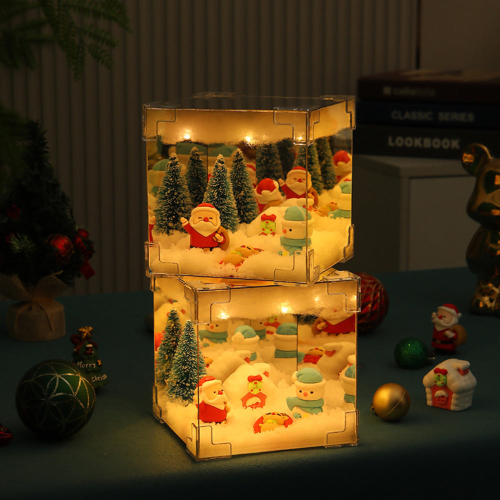 DIY Christmas Night Light Mirror and LED Lamp DIY Material Kit for Xmas Table Decor - soufeelmy