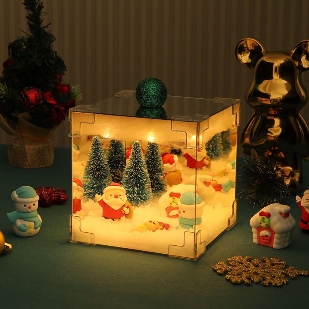 DIY Christmas Night Light Mirror and LED Lamp DIY Material Kit for Xmas Table Decor - soufeelmy