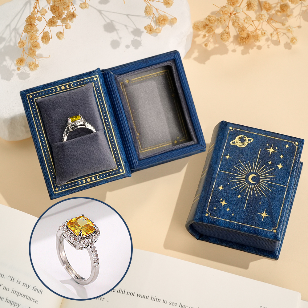 Vintage Book Shape Box with Adjustable Ring Multicolor Valentine's Day Gift For Her Book Ring Box - soufeelmy