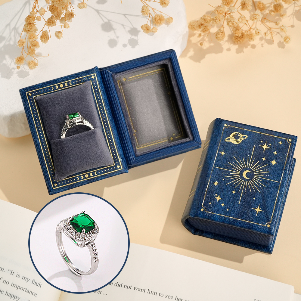 Vintage Book Shape Box with Adjustable Ring Multicolor Valentine's Day Gift For Her Book Ring Box - soufeelmy