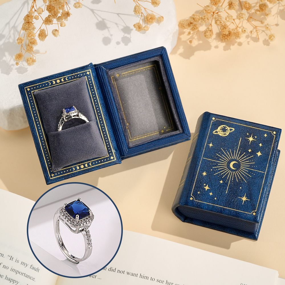 Vintage Book Shape Box with Adjustable Ring Multicolor Valentine's Day Gift For Her Book Ring Box - soufeelmy