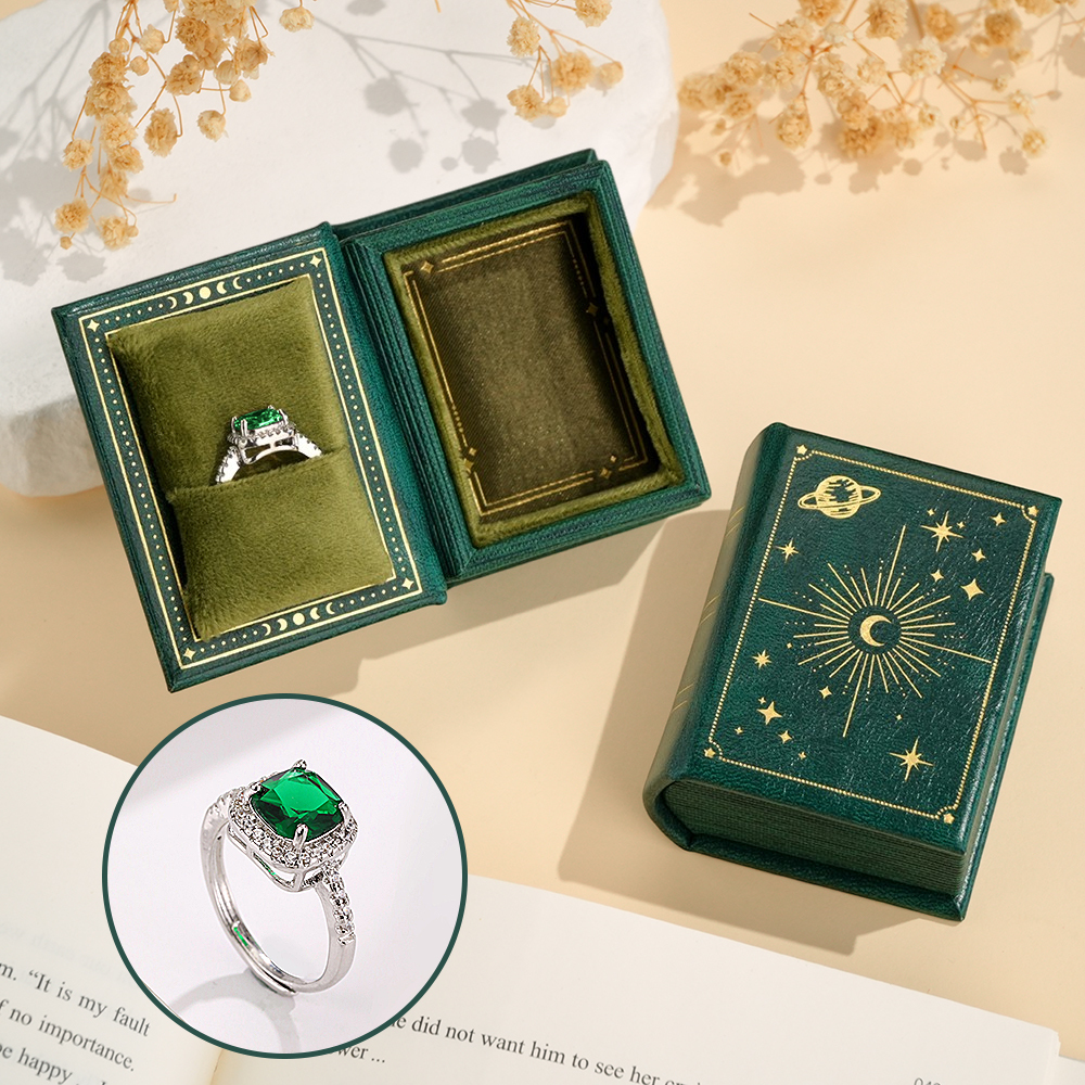 Vintage Book Shape Box with Adjustable Ring Multicolor Valentine's Day Gift For Her Book Ring Box - soufeelmy