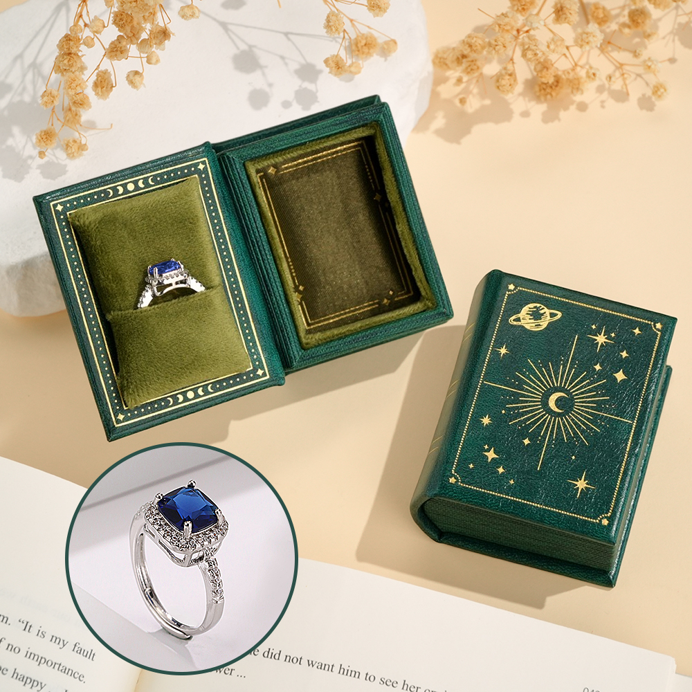 Vintage Book Shape Box with Adjustable Ring Multicolor Valentine's Day Gift For Her Book Ring Box - soufeelmy