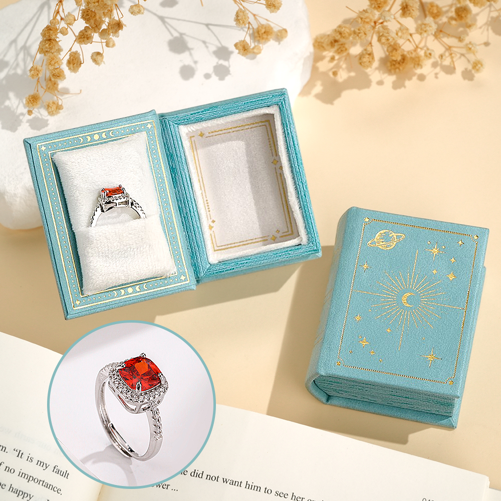 Vintage Book Shape Box with Adjustable Ring Multicolor Valentine's Day Gift For Her Book Ring Box - soufeelmy