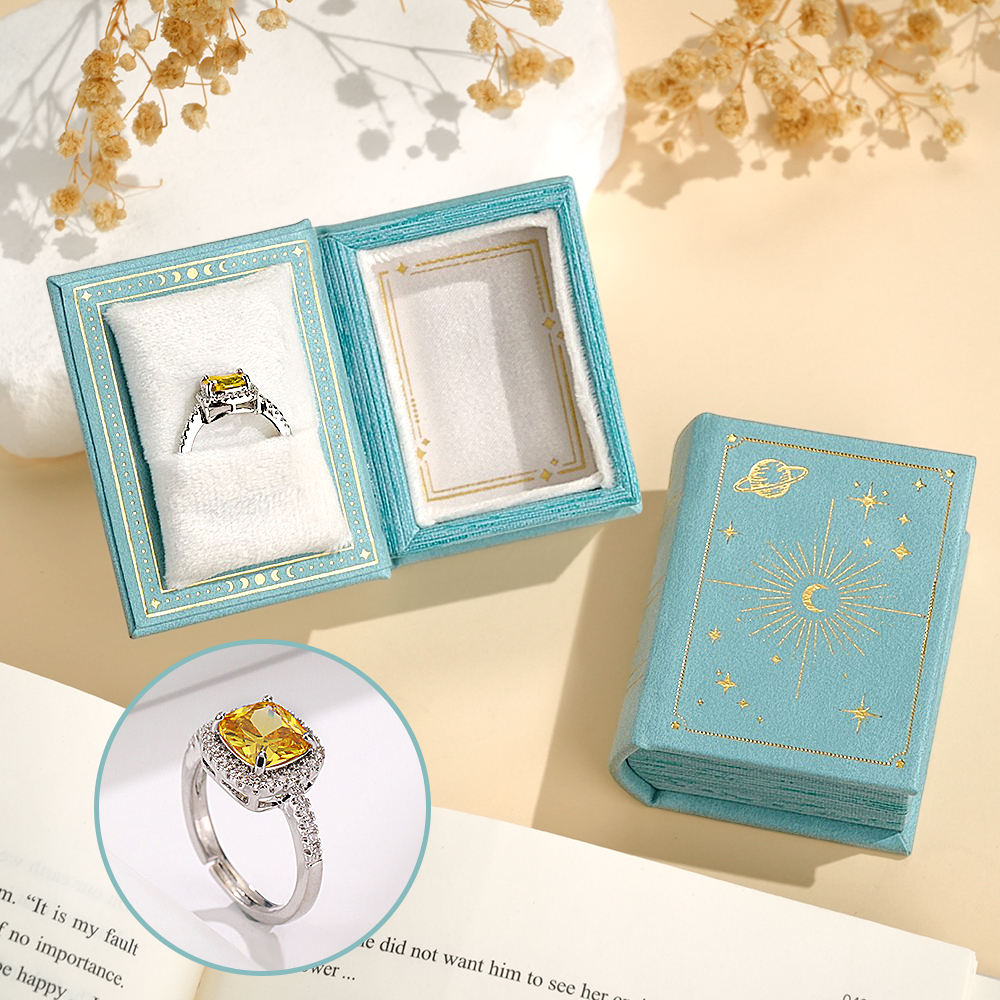 Vintage Book Shape Box with Adjustable Ring Multicolor Valentine's Day Gift For Her Book Ring Box - soufeelmy