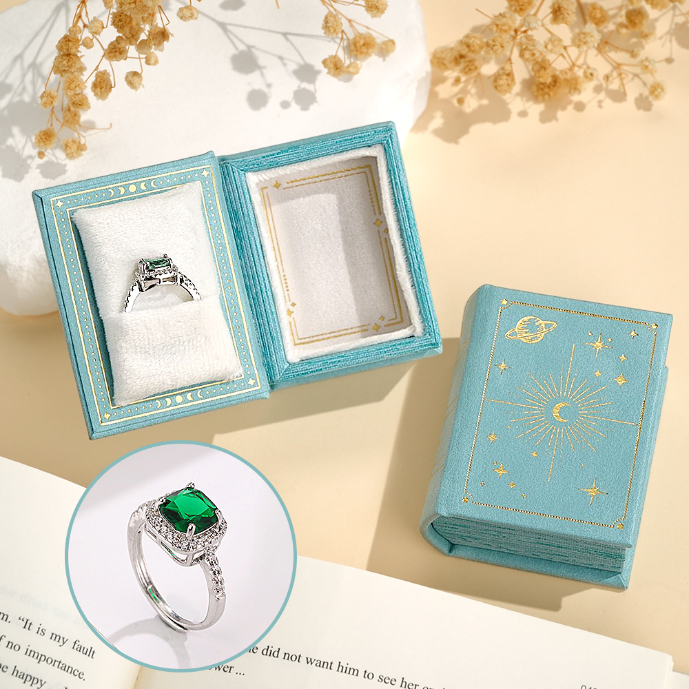 Vintage Book Shape Box with Adjustable Ring Multicolor Valentine's Day Gift For Her Book Ring Box - soufeelmy