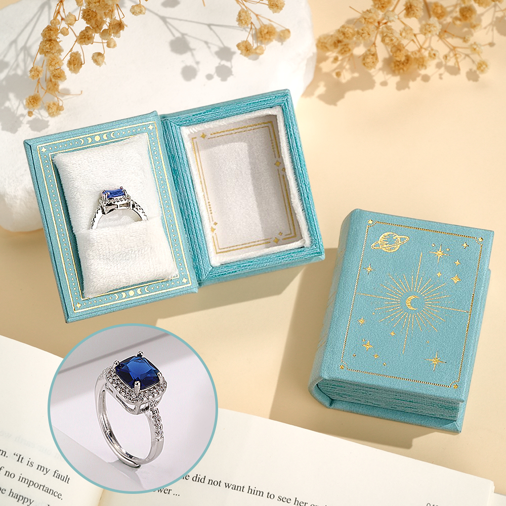 Vintage Book Shape Box with Adjustable Ring Multicolor Valentine's Day Gift For Her Book Ring Box - soufeelmy