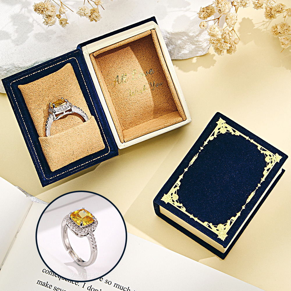 Book Shape Box with Adjustable Ring Multicolor Valentine's Day Gift For Lover For Her - soufeelmy