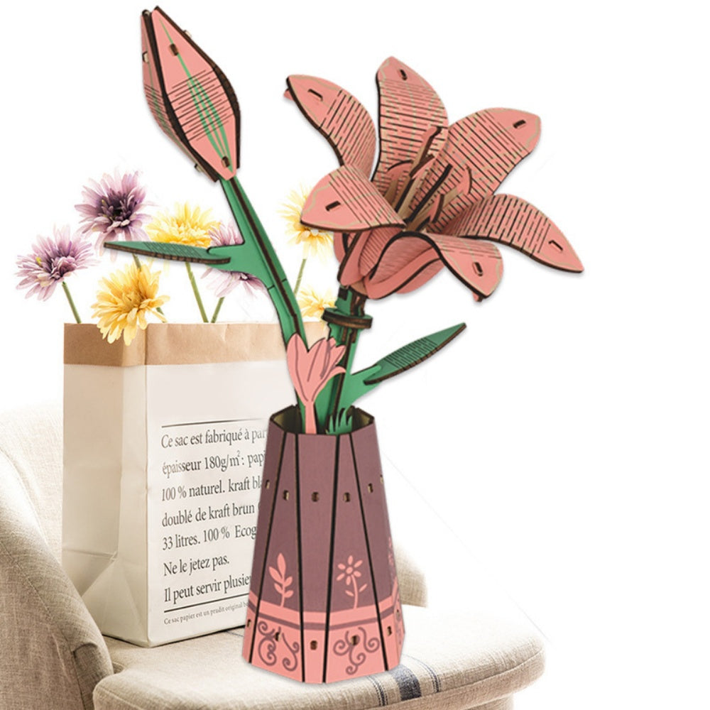 DIY Wooden Flower Puzzle 3D Puzzle Mother's Day Gift for Mum - soufeelmy