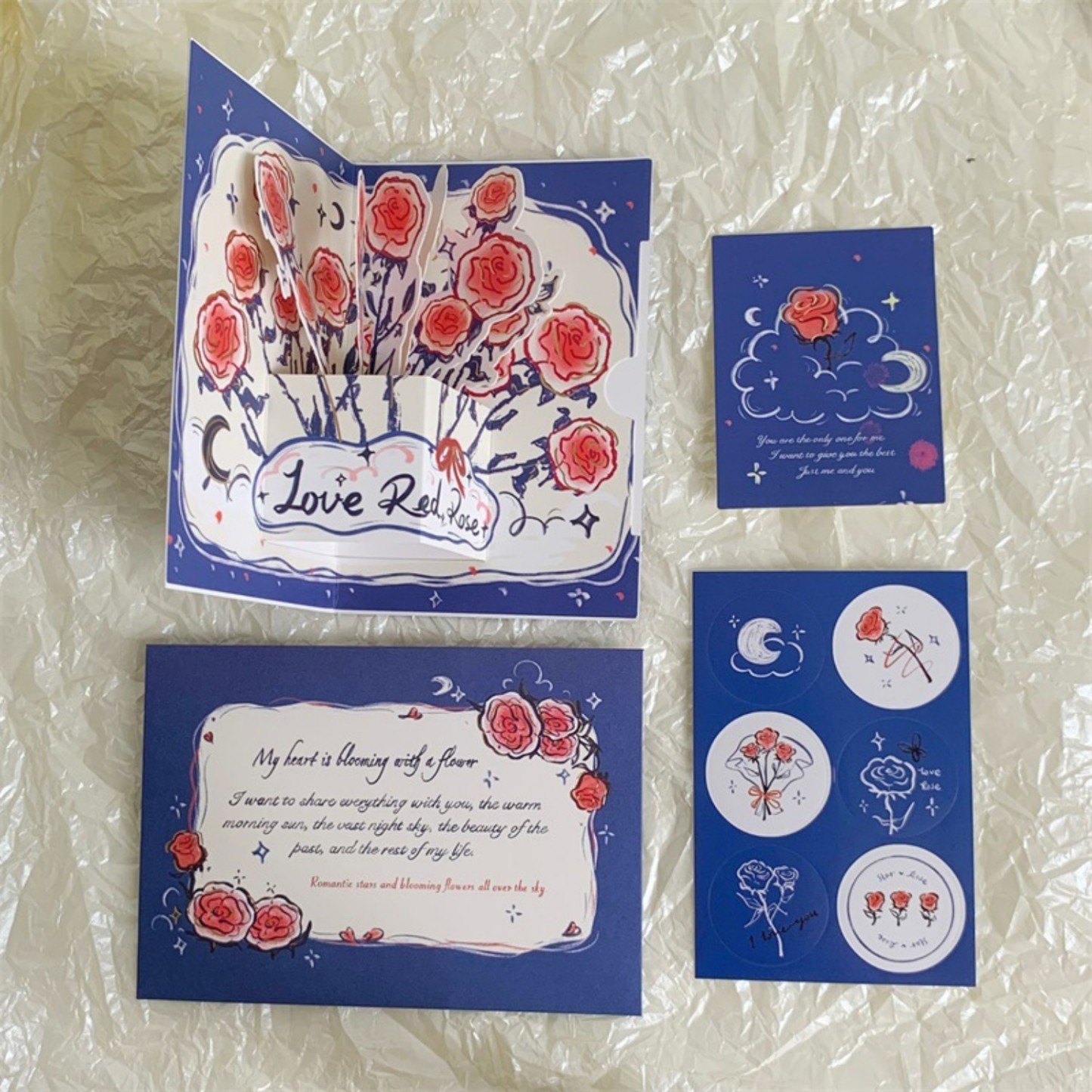 Three-dimensional Rose Greeting Card High Value Retro Foldable - soufeelmy