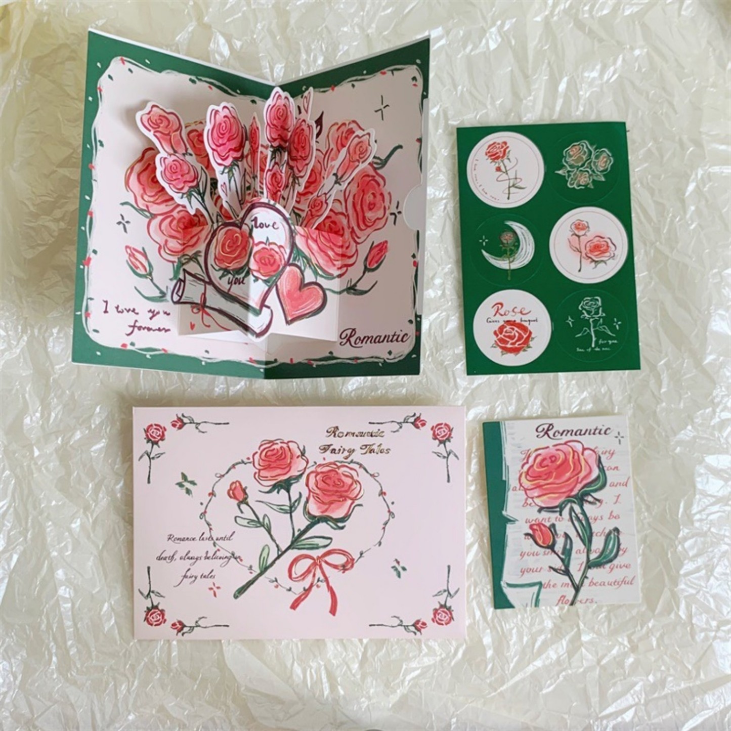 Three-dimensional Rose Greeting Card High Value Retro Foldable - soufeelmy
