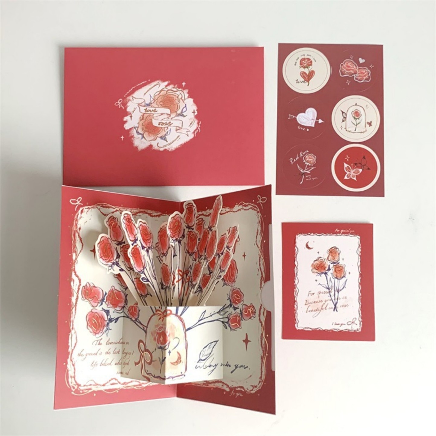 Three-dimensional Rose Greeting Card High Value Retro Foldable - soufeelmy