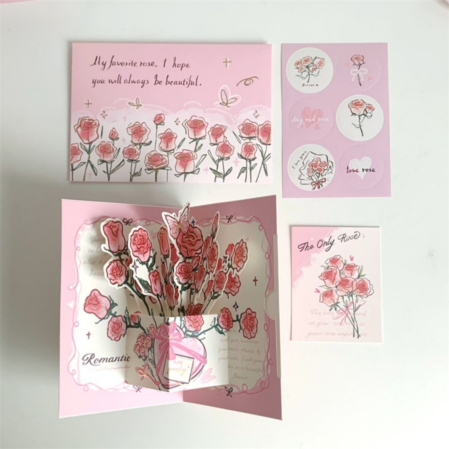 Three-dimensional Rose Greeting Card High Value Retro Foldable - soufeelmy