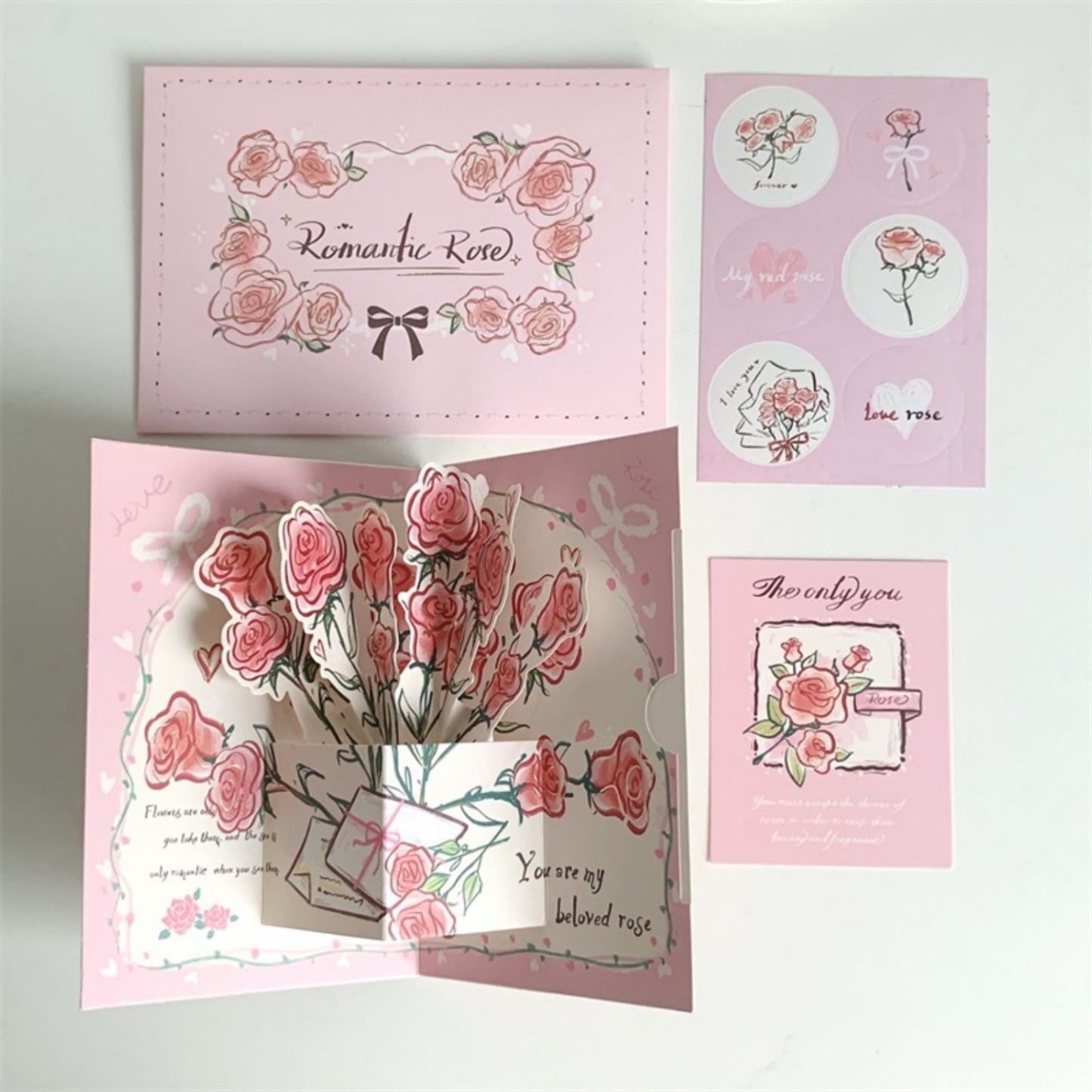 Three-dimensional Rose Greeting Card High Value Retro Foldable - soufeelmy
