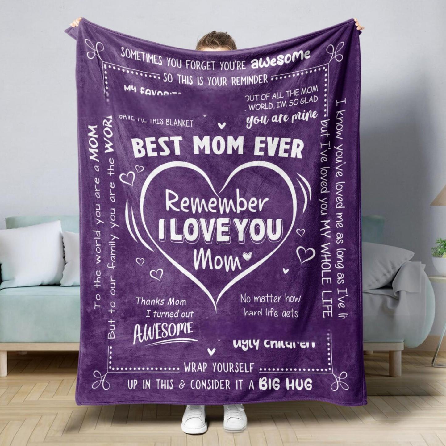 Best Mom Ever Soft Fleece Throw Blanket Mothers Day Birthday Gifts for Women Mama Present for Mother-in-Law Gift for Mom from Daughter Son - soufeelmy