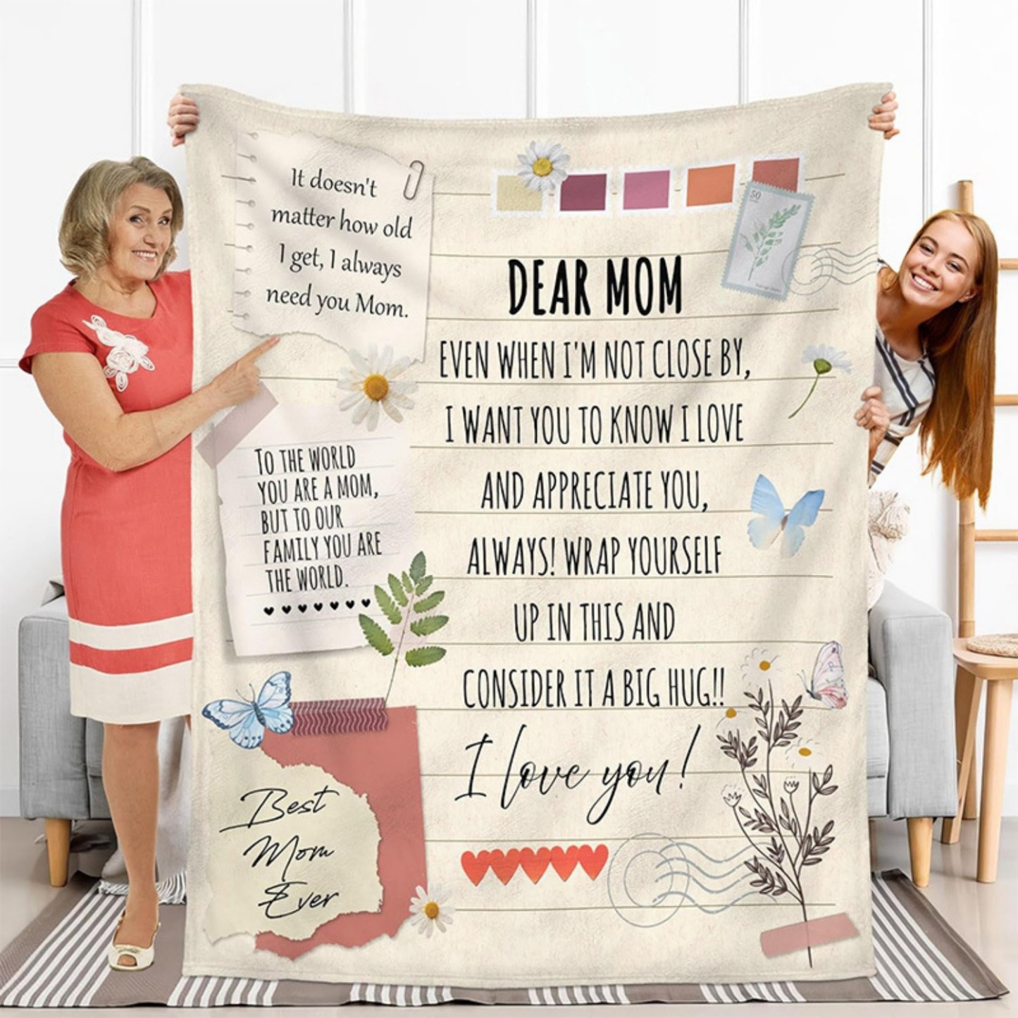 Best Mom Ever Soft Fleece Throw Blanket Mothers Day Birthday Gifts for Women Mama Present for Mother-in-Law Gift for Mom from Daughter Son - soufeelmy