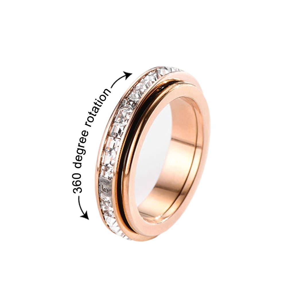 Anxiety Fidget Ring for Her, Cubic Zirconia Rotating Ring - soufeelmy