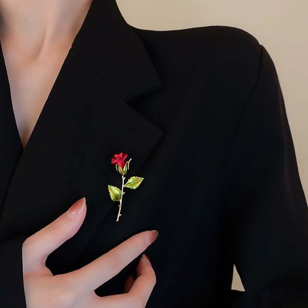 Hand DIY Alloy Red Rose Brooch Women Decor Pin Accessories Minimalist Bunch of Flower - soufeelmy