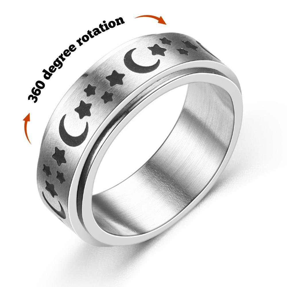 Star Moon Anxiety Ring Rotating Ring For Women Men Anniversary Birthday Gifts - soufeelmy