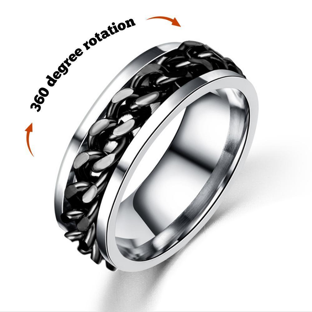 Men's Fidget Ring For Anxiety Rotating Ring Punk Rock Bands Male Boys Jewelry Gifts For Him - soufeelmy