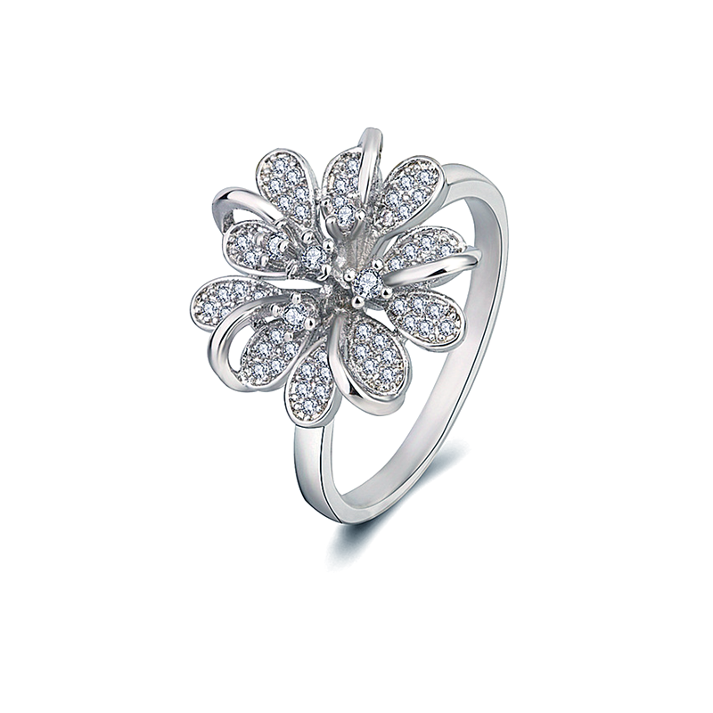 Flower Anxiety Ring Zirconia Rings Jewelry Anniversary Birthday Gifts For Women Girls - soufeelmy