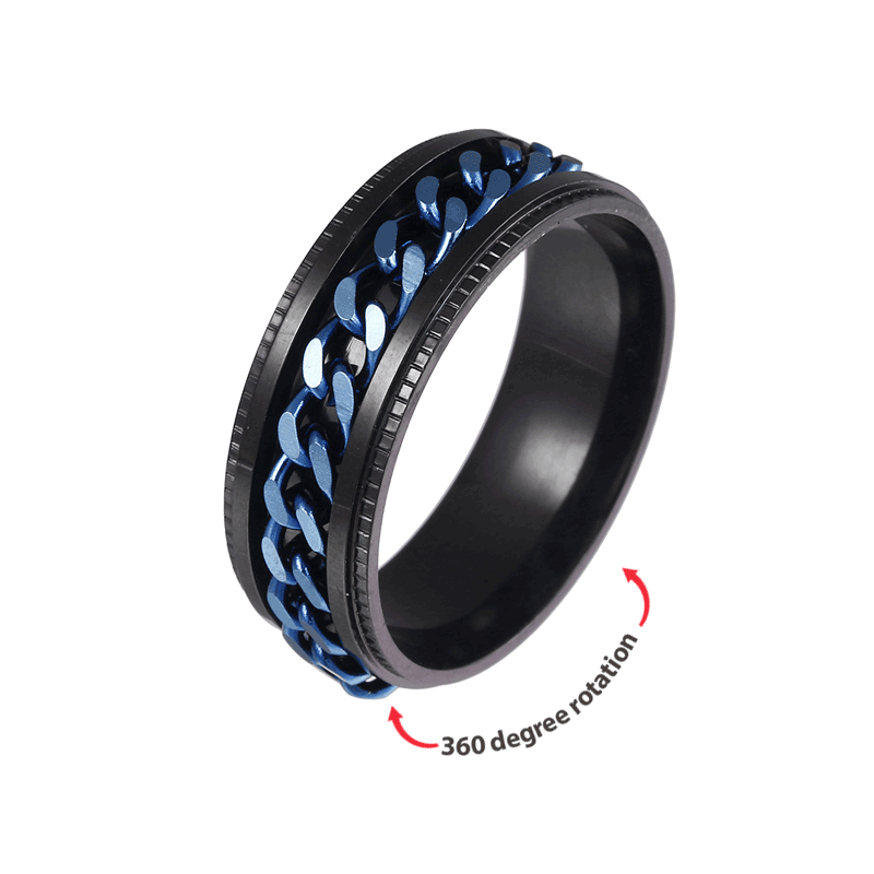 Anxiety Ring Stainless Steel Biker Grooved Edge Anti-Anxiety Relief Gift For Him - soufeelmy