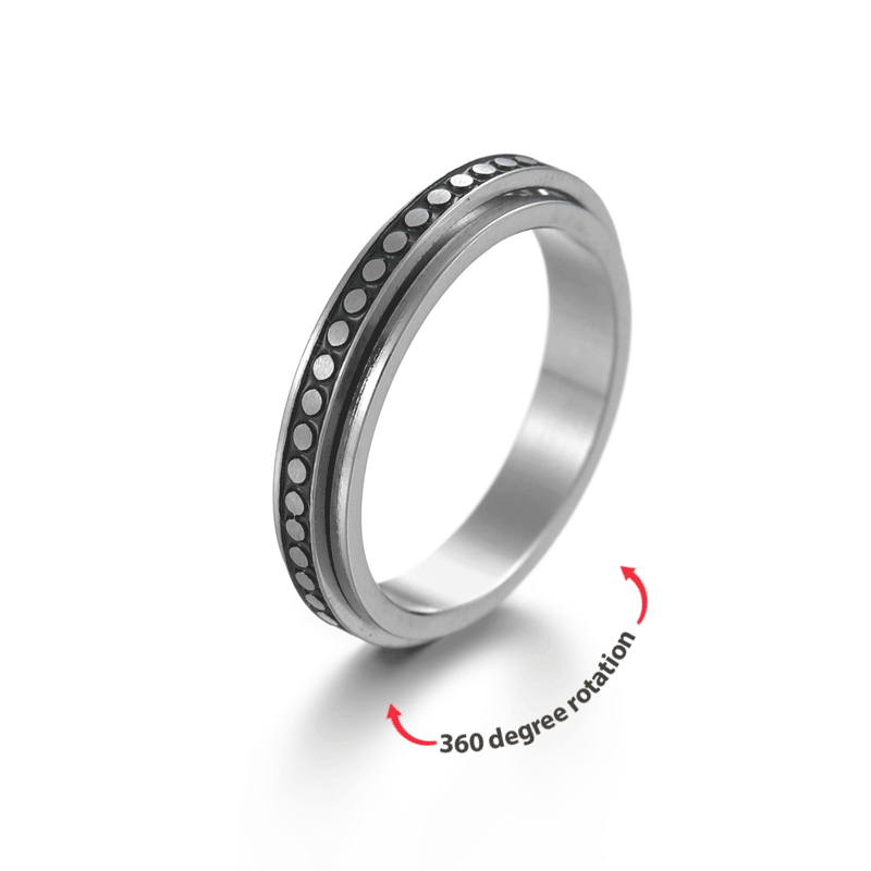 Dots Spinning Anxiety Ring Stainless Steel Fidget Ring Birthday Gift For Men Women - soufeelmy