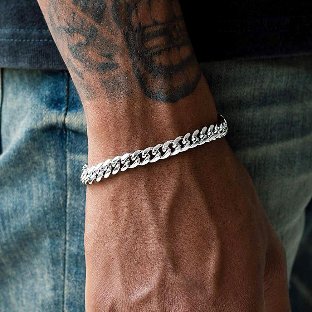 Hip Hop Bracelet Micro Paved White Zircon Cuban Chain Bracelet For Men - soufeelmy