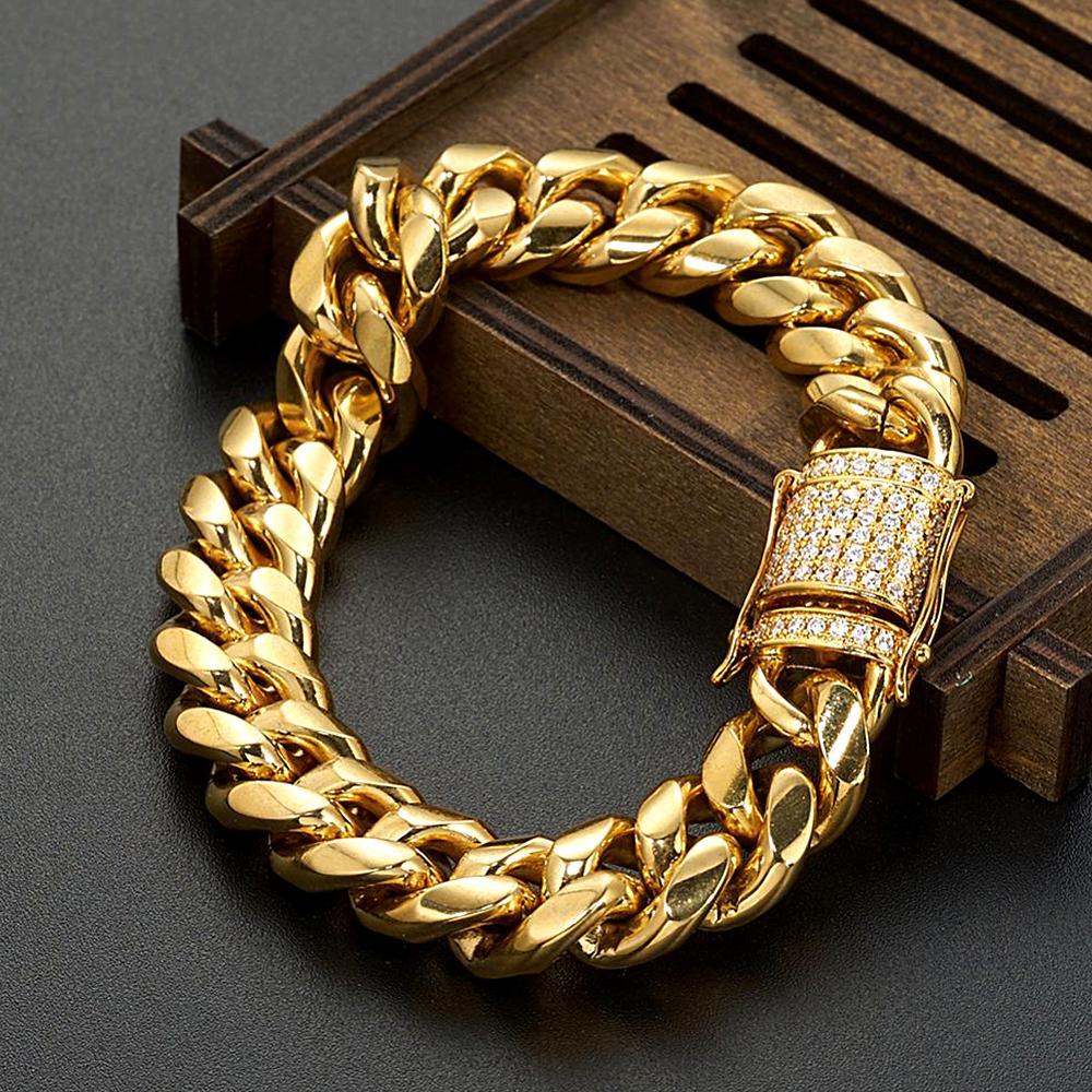 Hip Hop Bracelet Micro Paved White Zircon Cuban Chain Bracelet For Men - soufeelmy