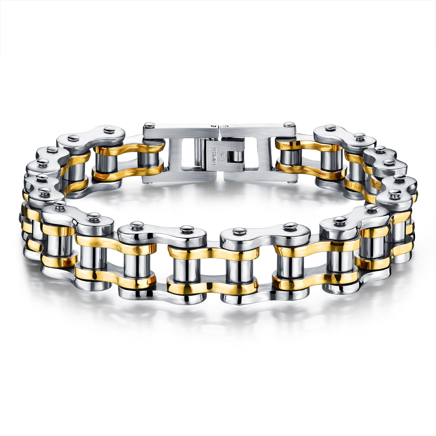 Fashion Motorcycle Chain Hip Hop Bicycle Bracelet Silver Gold Gifts for Men - soufeelmy