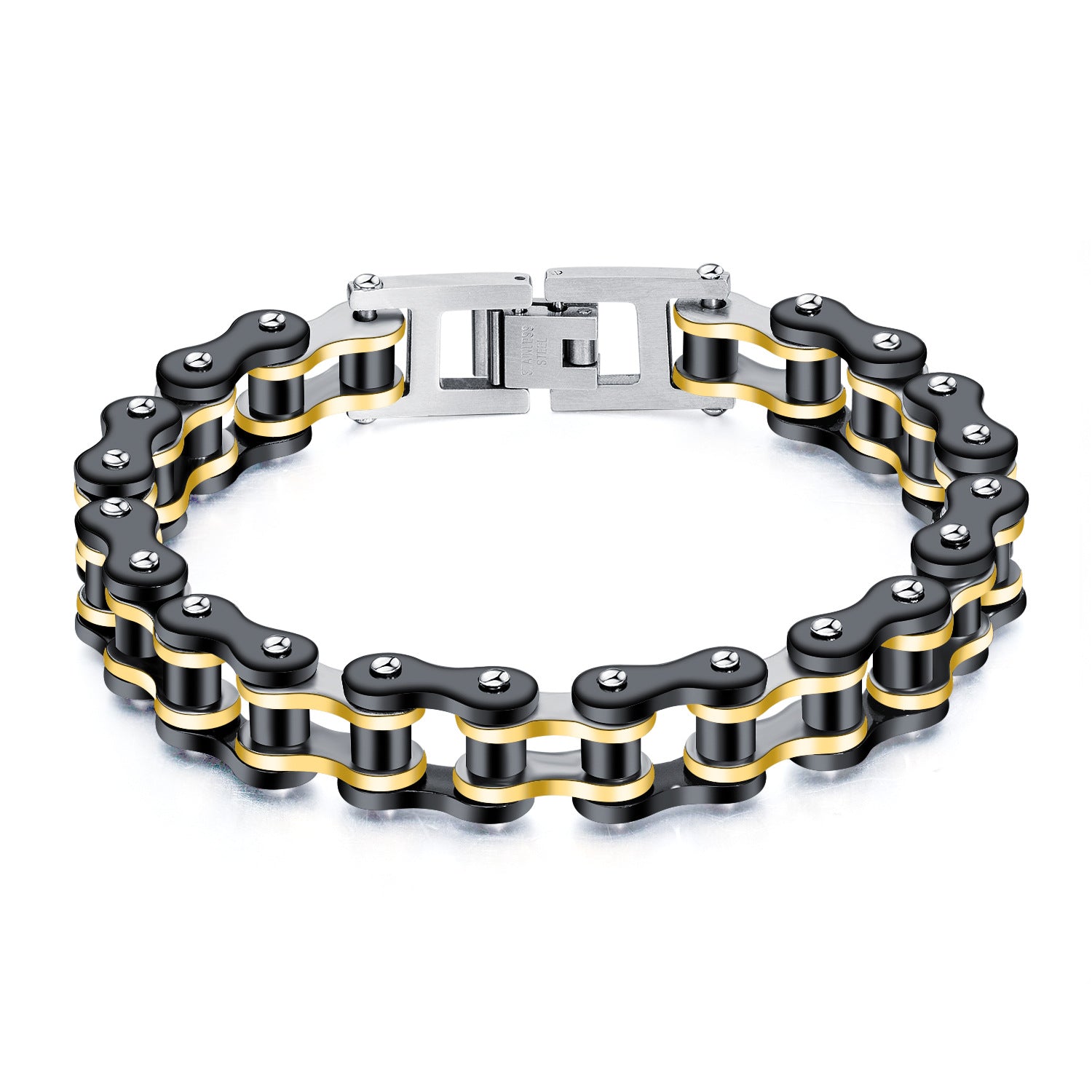 Retro Bicycle Chain Bracelet Black Gold Gifts for Fashion Men - soufeelmy