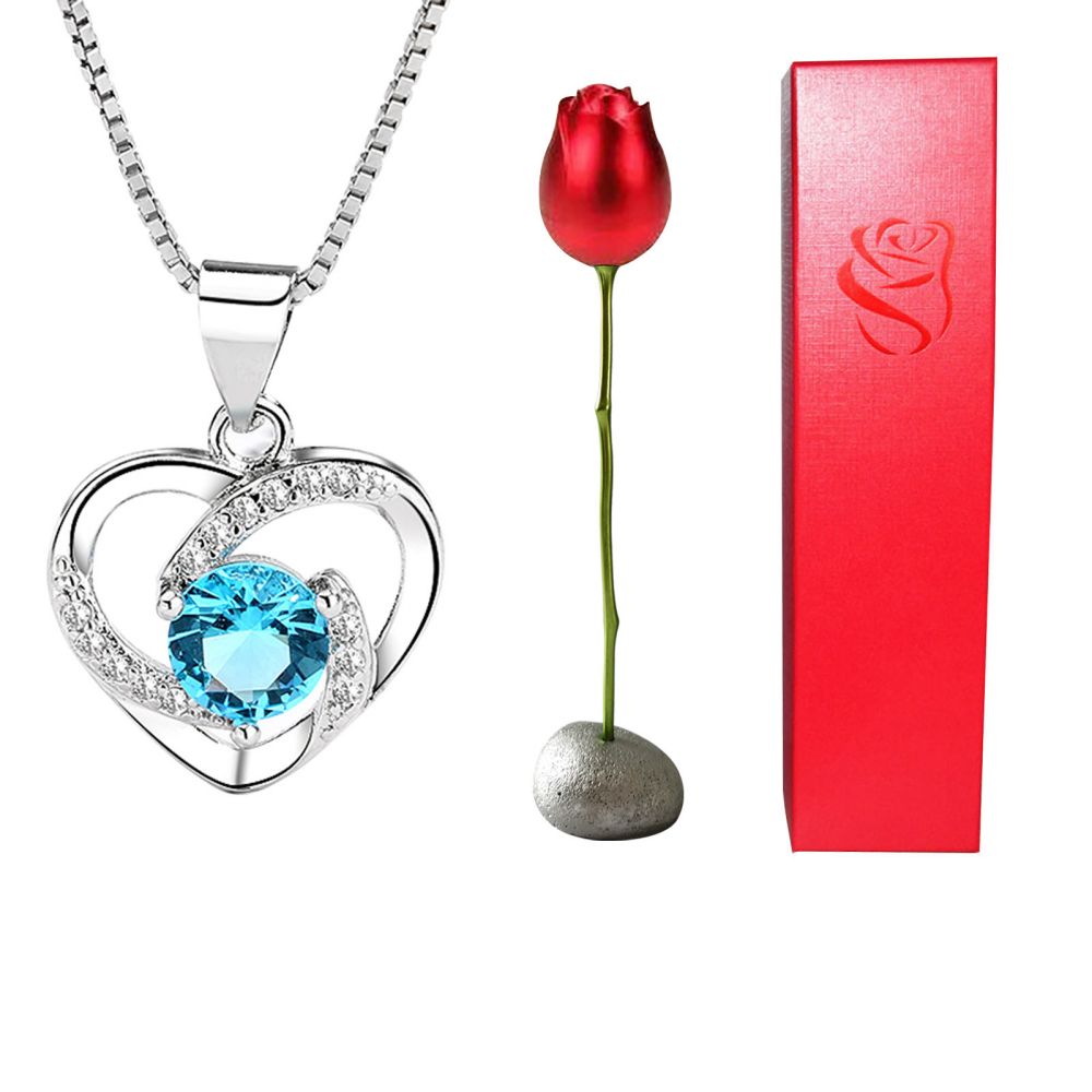 Rose Gift box With Heart Necklace Rose Shaped Necklace Gift Box Jewellery Gift Box Gifts for Her - soufeelmy