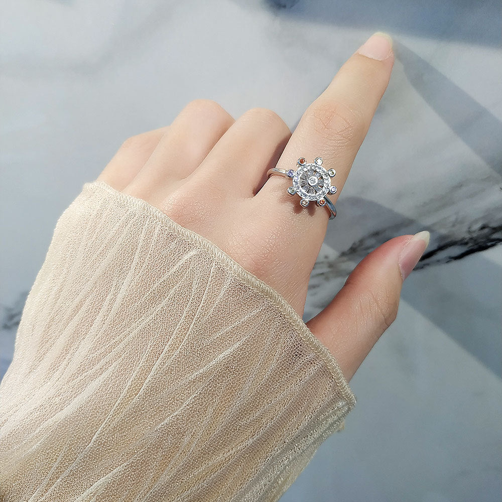 Fidget Anti-anxiety Ring Rudder Star Talisman Open Adjustable Spinner Ring Jewelry Gifts for Her - soufeelmy