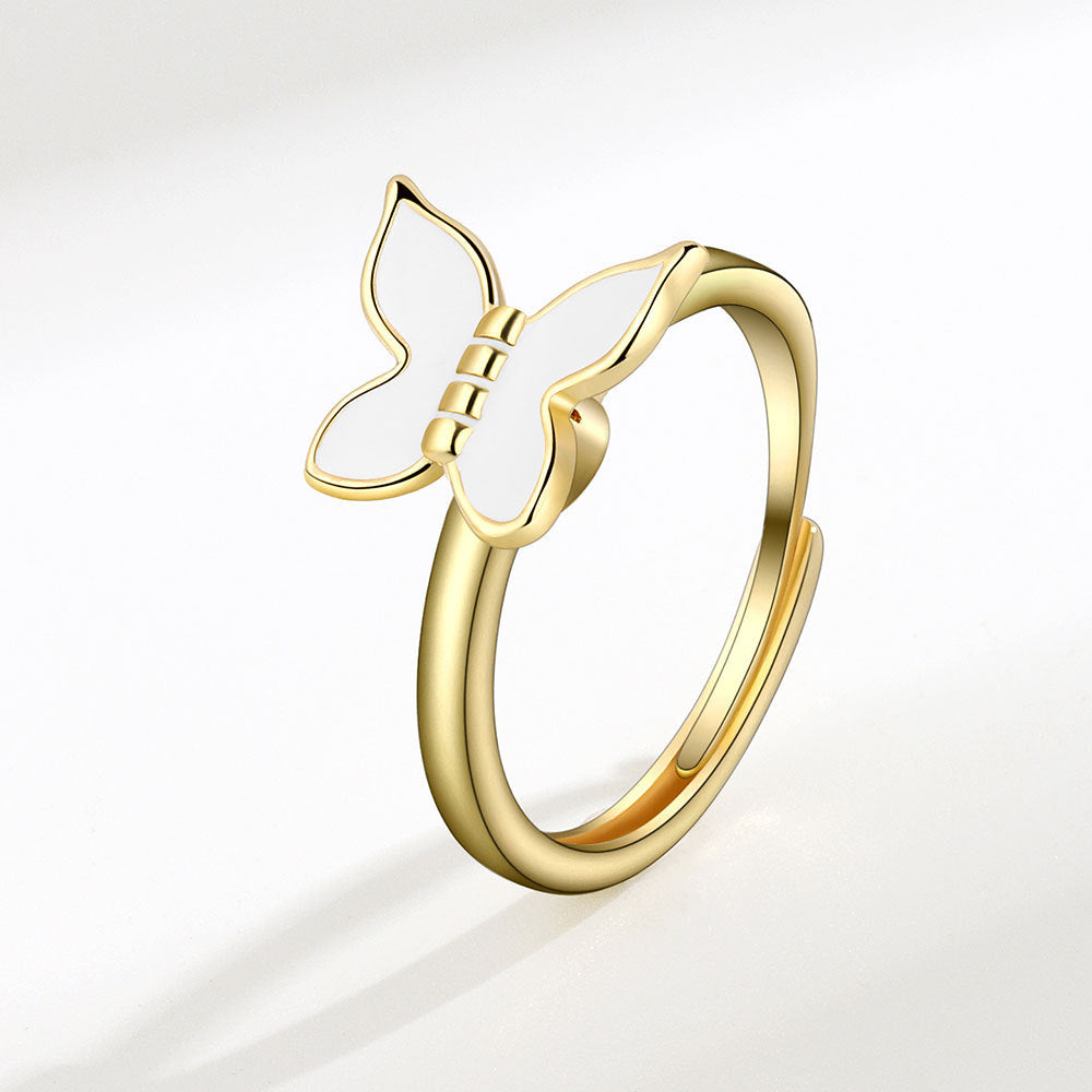 Fidget Anti-anxiety Ring Butterfly Open Adjustable Spinner Ring Jewelry Gifts for Her - soufeelmy