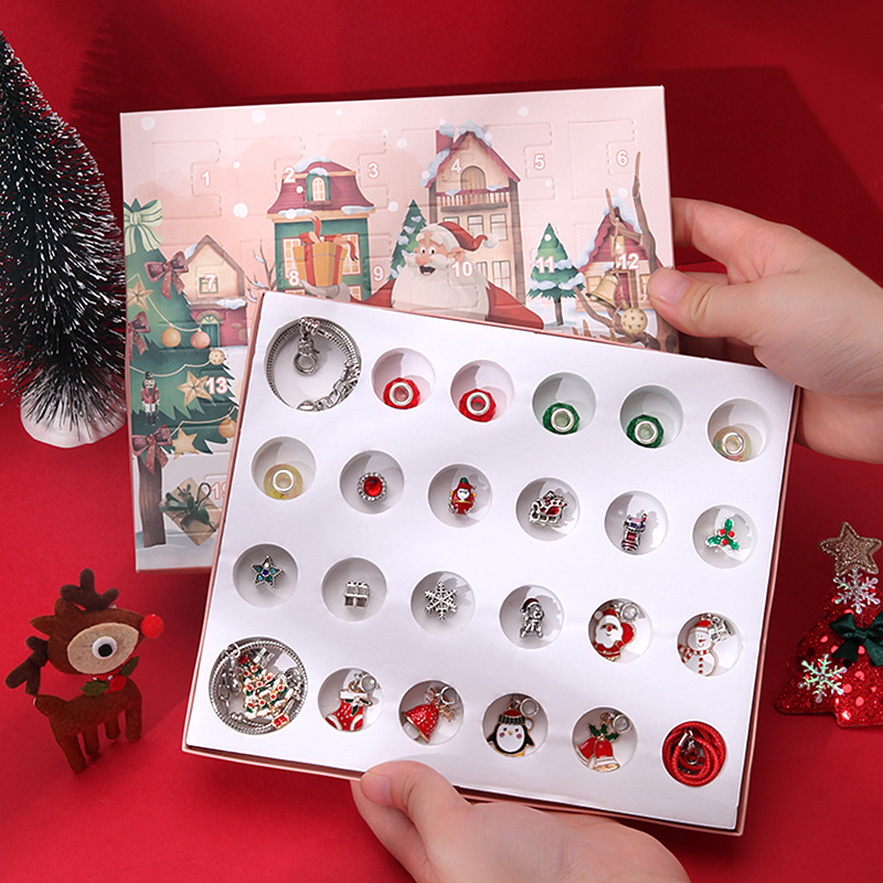 Christmas Charm Calendar Advent 24 Countdown Surprise Blind Box DIY Charms Children's Bracelet Set - soufeelmy