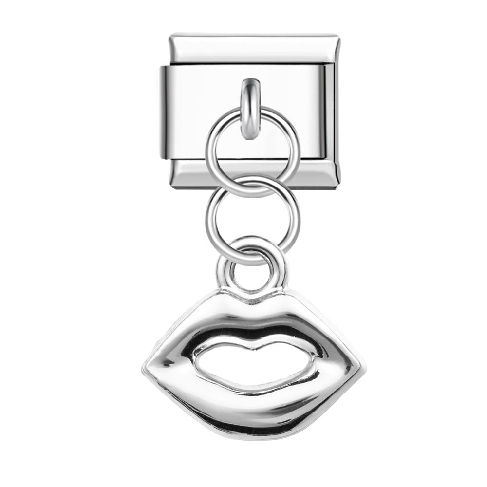 Silver Lips Italian Charm For Italian Charm Bracelets Composable Link - soufeelmy